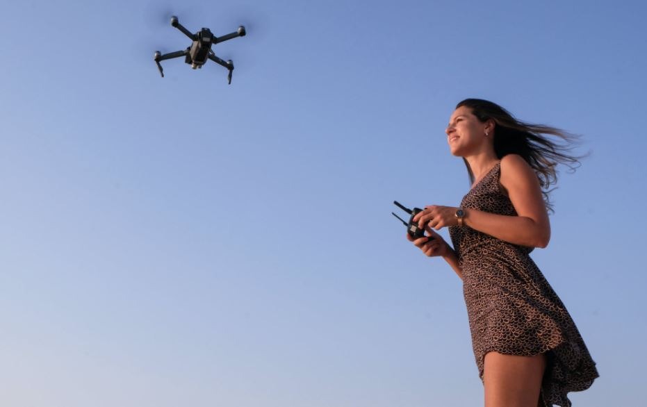 Woman playing drone