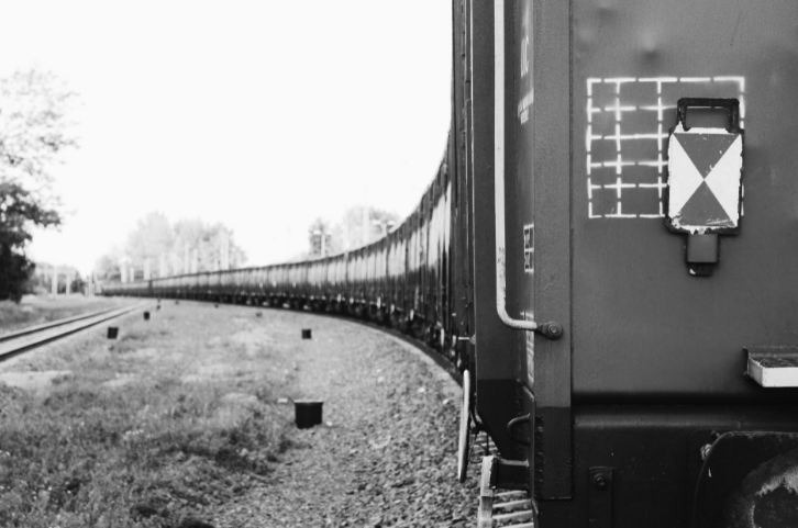 Grayscale photo of train