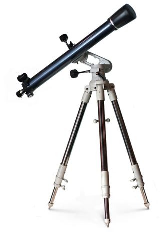A telescope on a white background