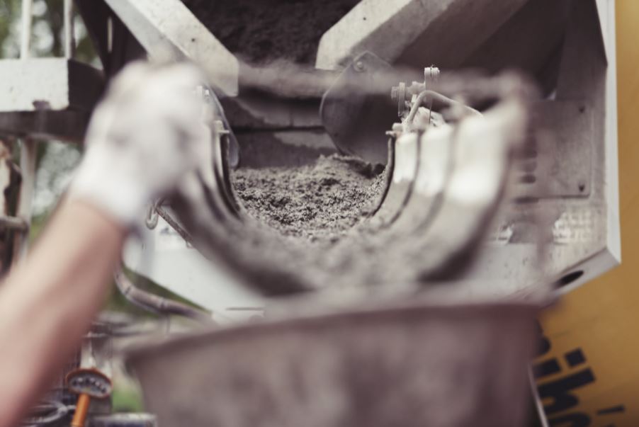 cement flowing in a construction site
