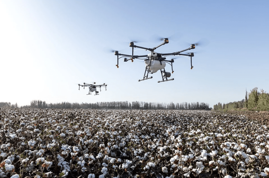 Drones flying