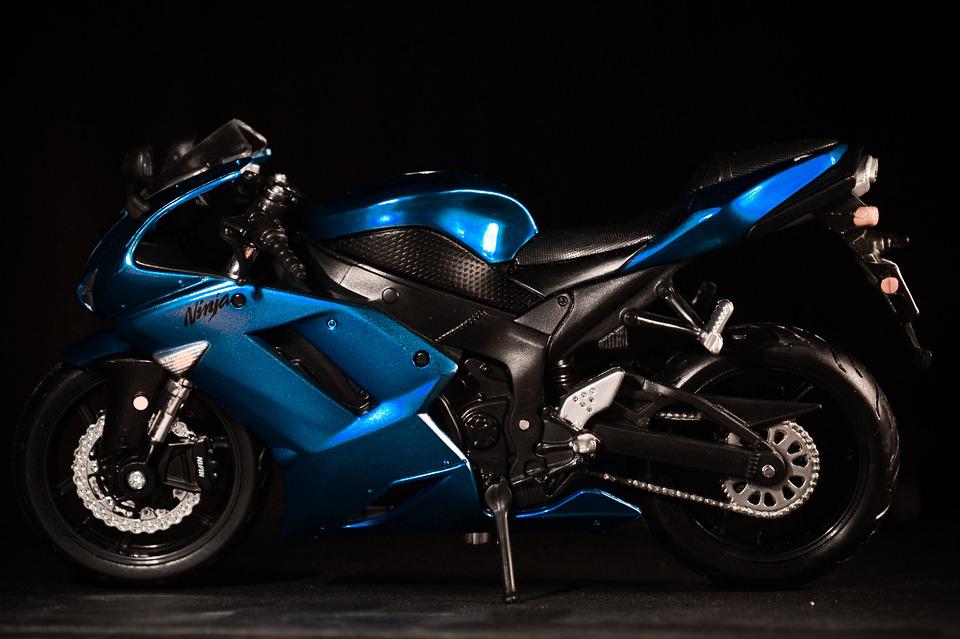 a blue Kawasaki ninja motorcycle model