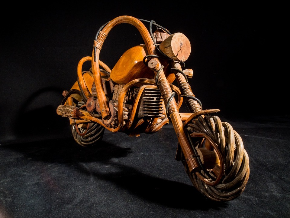 a motorcycle made of wood