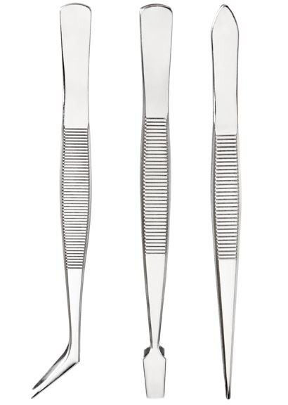 Set of steel tweezers
