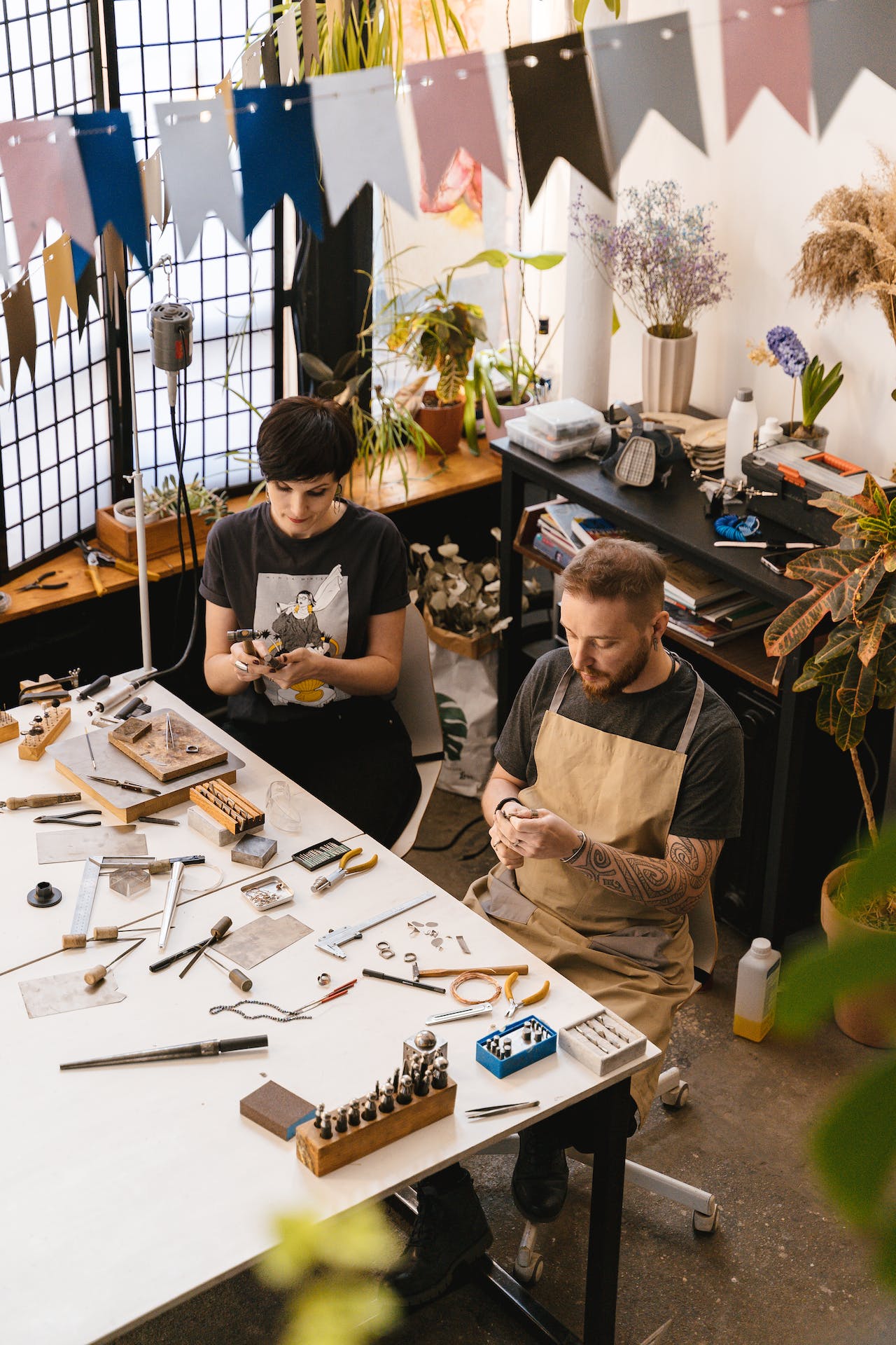 men working in shop with epoxy glue