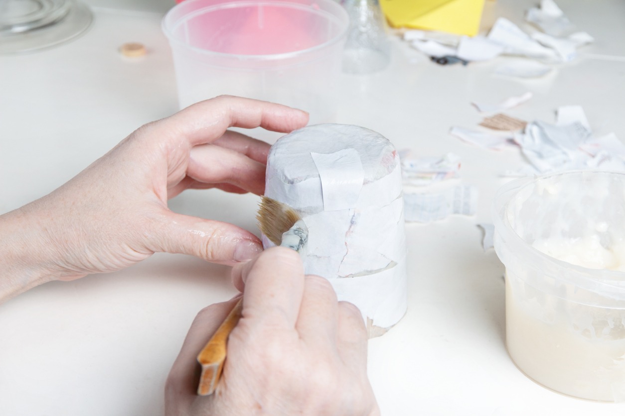 Making papier mache paste glue
