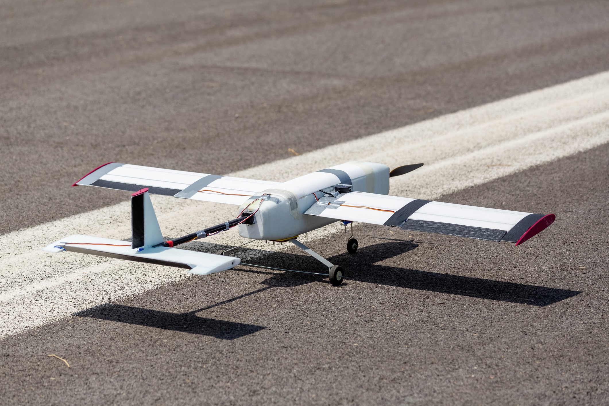 Handmade model airplane on the runway