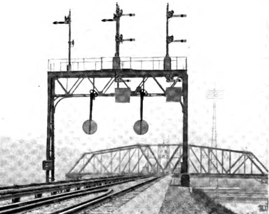 A smashboard installation on the approach to a swingbridge