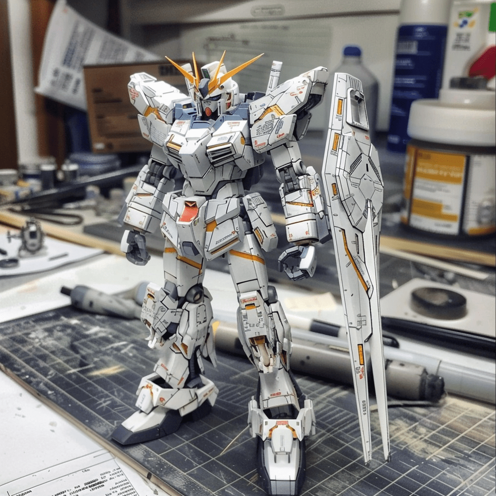 Gundam Model Being Cleaned