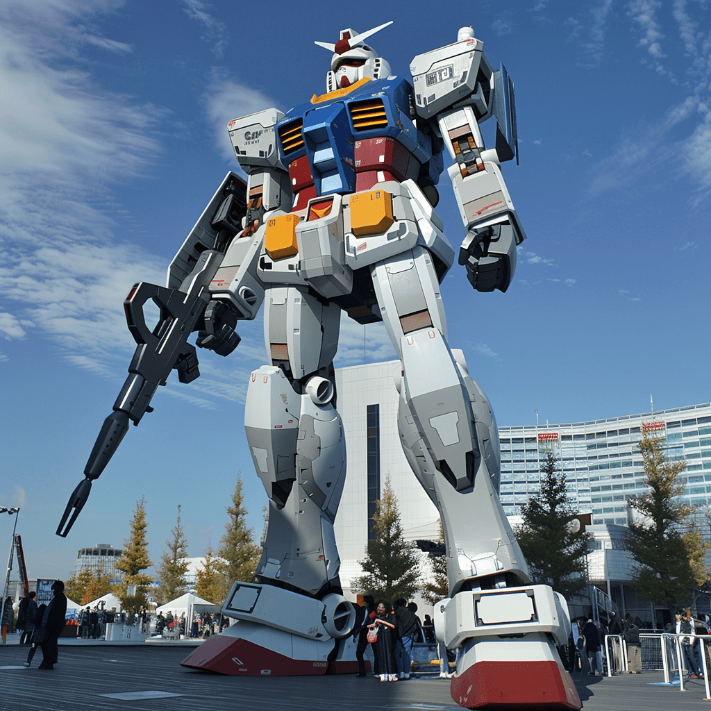massive gundam on display outside