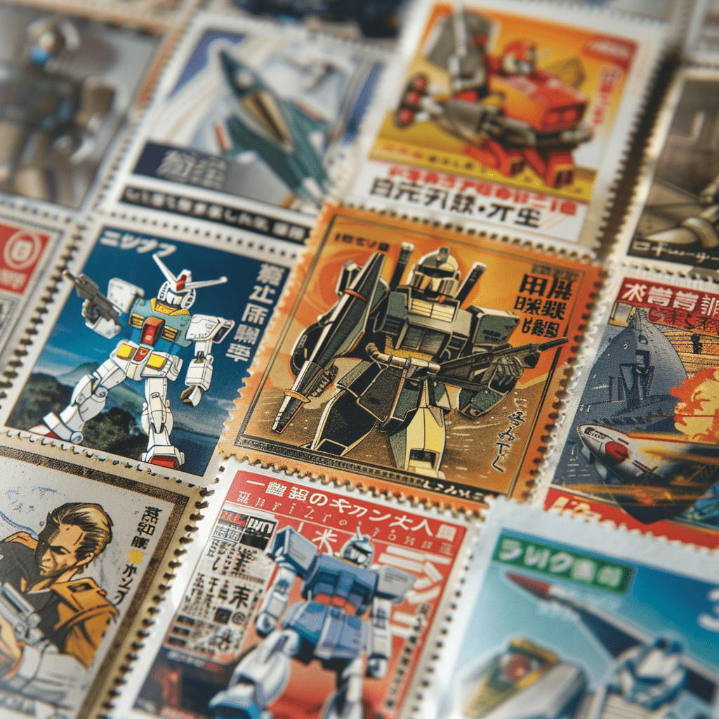 Gundam Collectibles including Japanese postage stamps