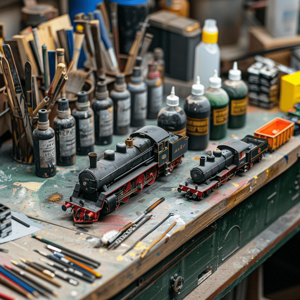 Model Train Being Cleaned