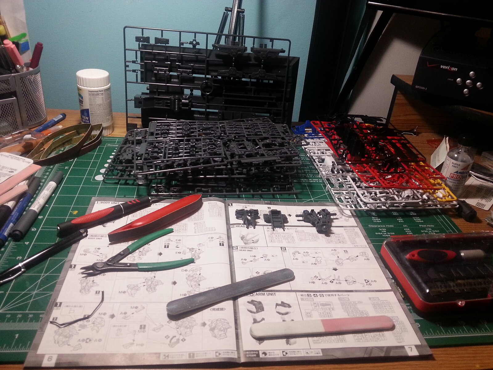 Working table of a Gunpla Modelist and tools