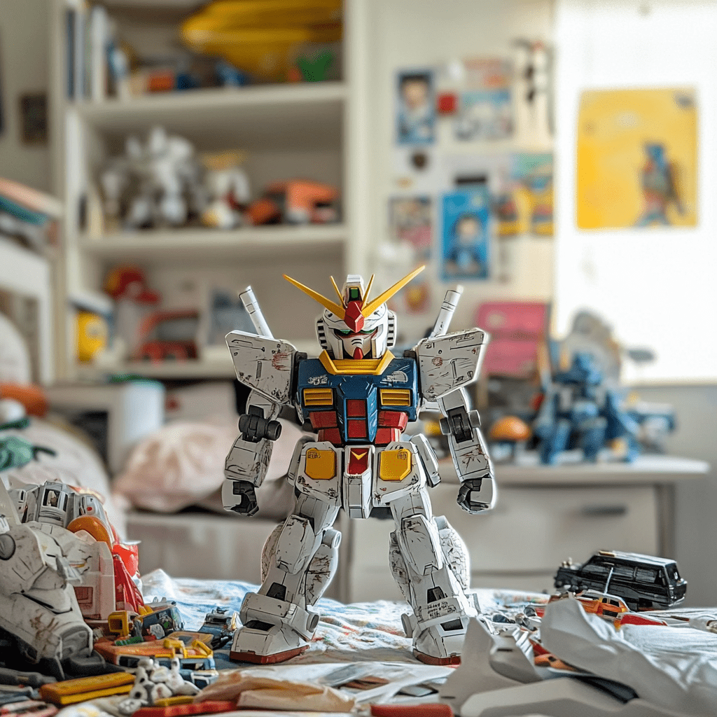 old broken and worn toy gundam model