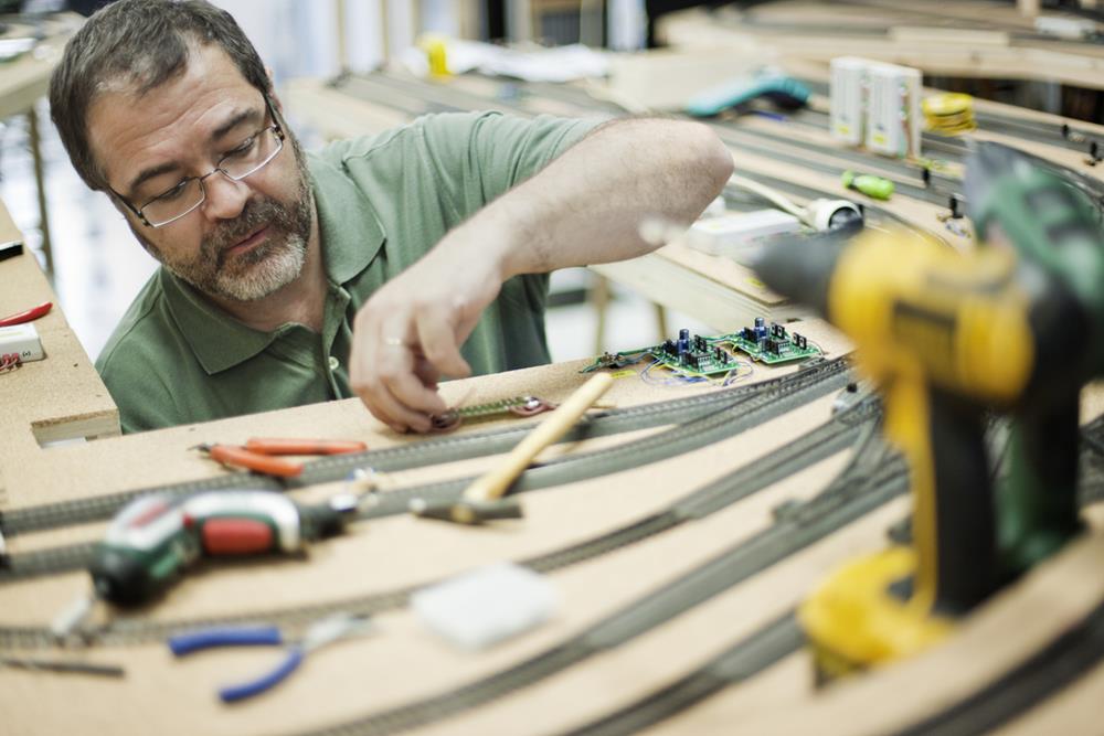 Model train builder working