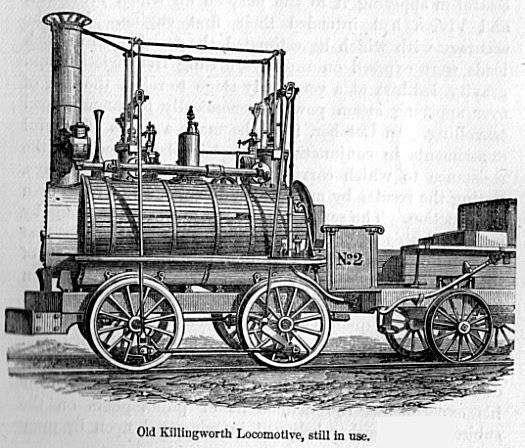 A locomotive constructed for the Killingworth Colliery by George Stephenson