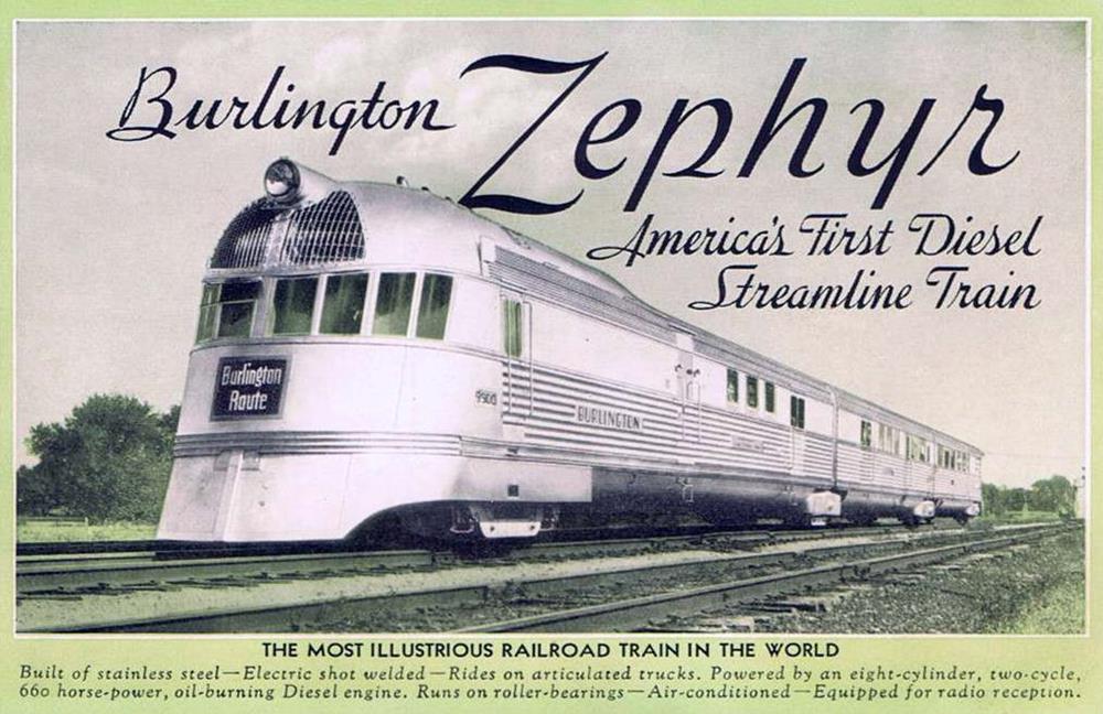 Postcard photo of the Pioneer Zephyr
