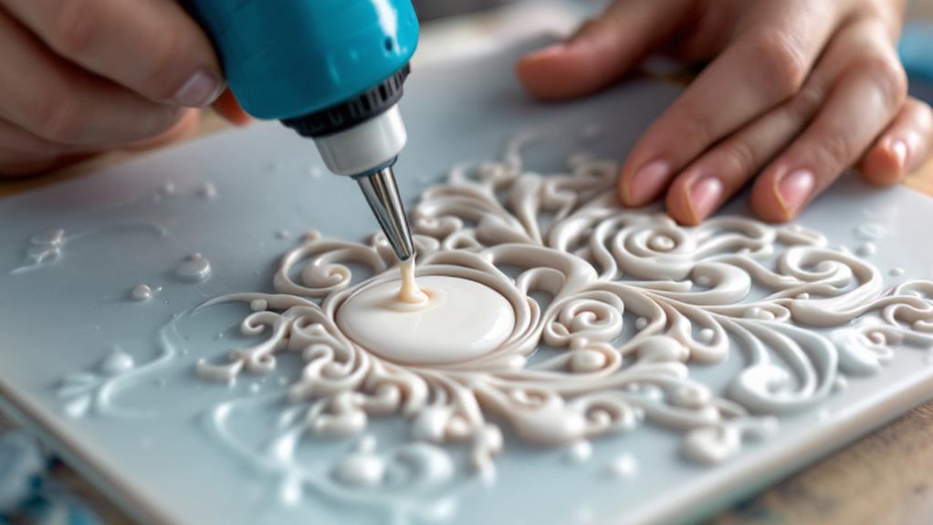 molten adhesive flows steadily